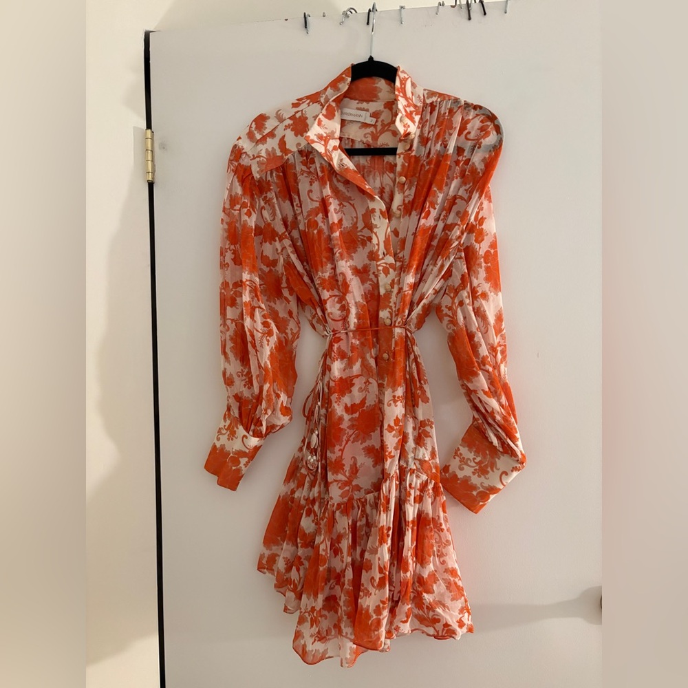 Zimmermann Chiffon Long-Sleeve Mini Dress - Picture 4 of 10
